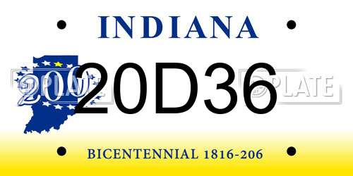 20D36 Indiana License Plate