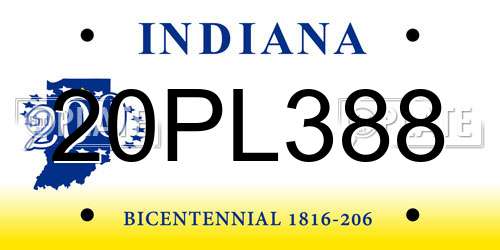 20PL388 Indiana License Plate