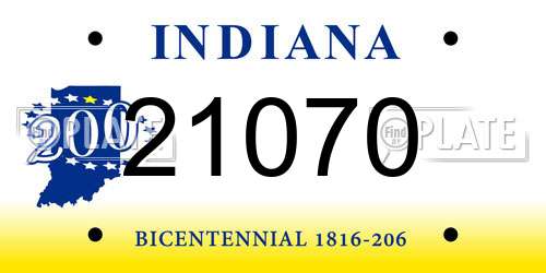 21070 Indiana License Plate