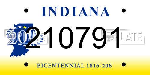 210791 Indiana License Plate