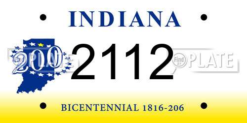 2112 Indiana License Plate