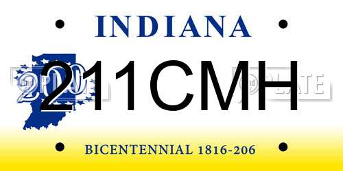 211CMH Indiana License Plate