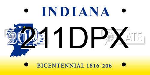 211DPX Indiana License Plate