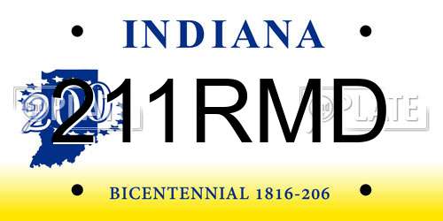 211RMD Indiana License Plate