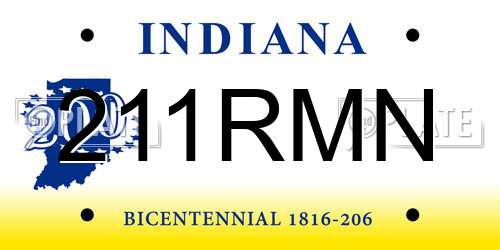 211RMN Indiana License Plate