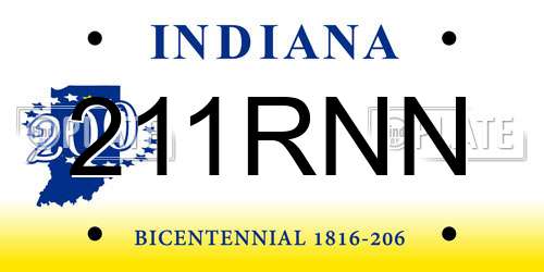 211RNN Indiana License Plate