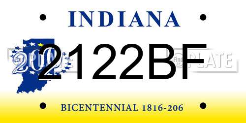 2122BF Indiana License Plate