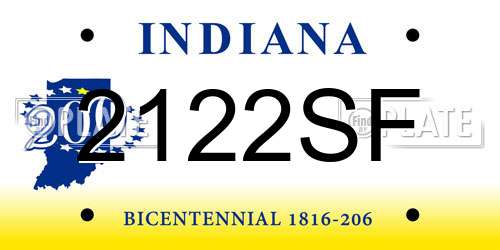 2122SF Indiana License Plate