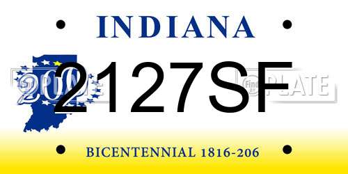 2127SF Indiana License Plate