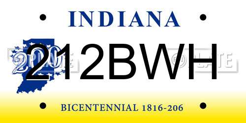 212BWH Indiana License Plate