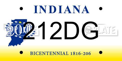 212DG Indiana License Plate