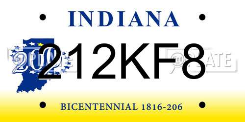 212KF8 Indiana License Plate