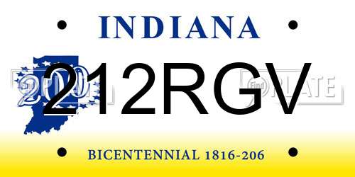 212RGV Indiana License Plate