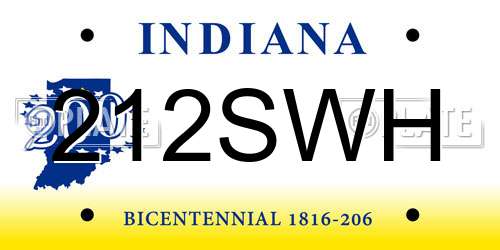 212SWH Indiana License Plate