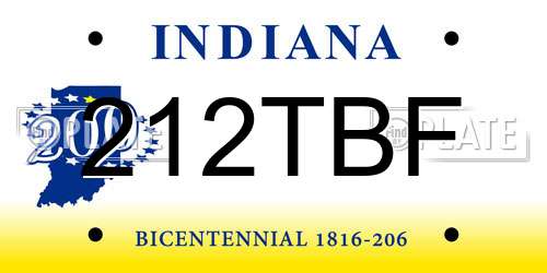 212TBF Indiana License Plate