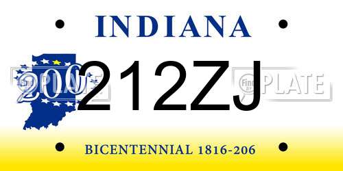 212ZJ Indiana License Plate