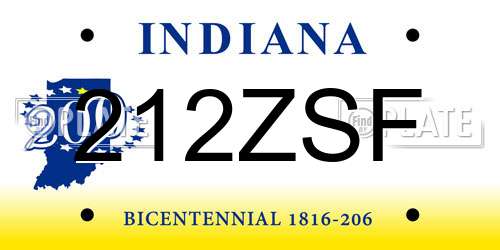 212ZSF Indiana License Plate