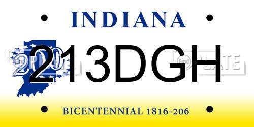 213DGH Indiana License Plate