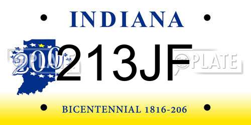 213JF Indiana License Plate