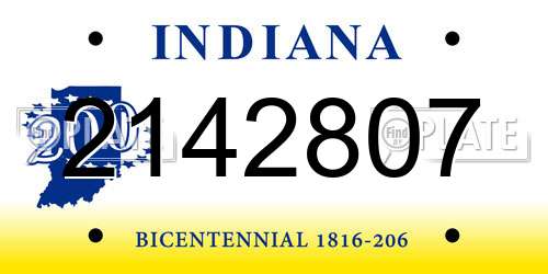 2142807 Indiana License Plate