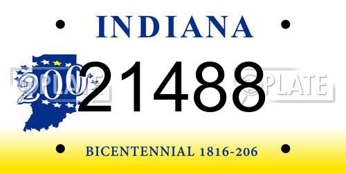 21488 Indiana License Plate