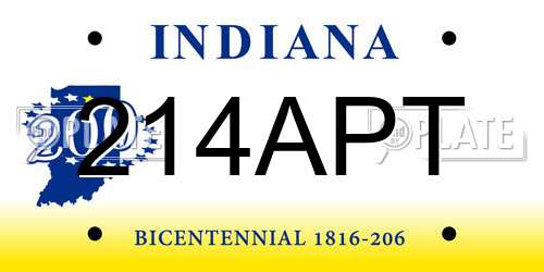 214APT Indiana License Plate