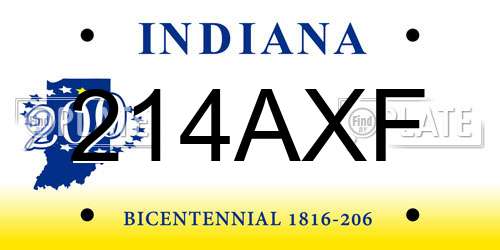 214AXF Indiana License Plate