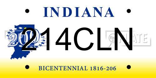 214CLN Indiana License Plate