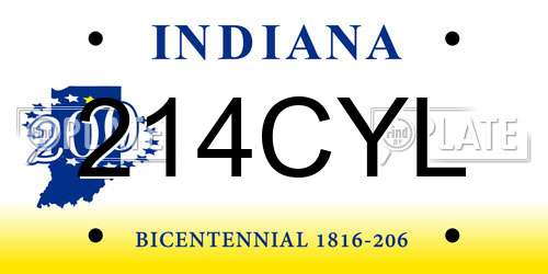 214CYL Indiana License Plate