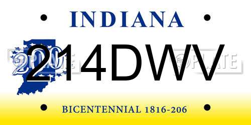 214DWV Indiana License Plate