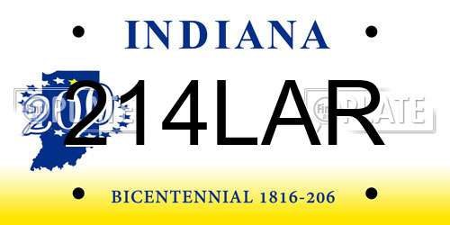 214LAR Indiana License Plate