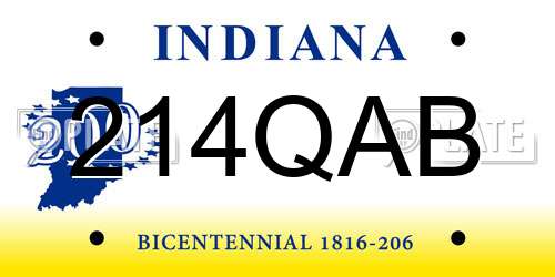 214QAB Indiana License Plate
