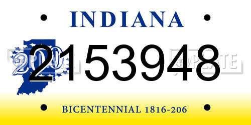 2153948 Indiana License Plate