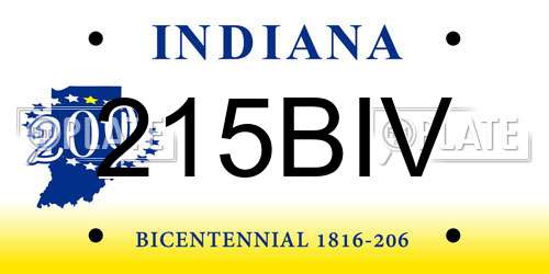 215BIV Indiana License Plate