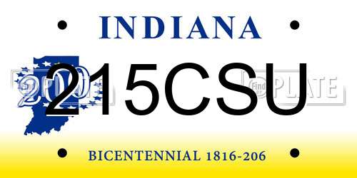 215CSU Indiana License Plate