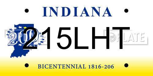 215LHT Indiana License Plate