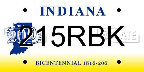 215RBK Indiana License Plate