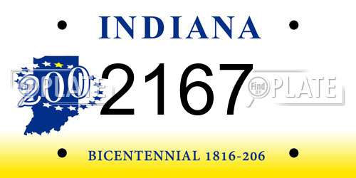 2167 Indiana License Plate