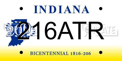 216ATR Indiana License Plate