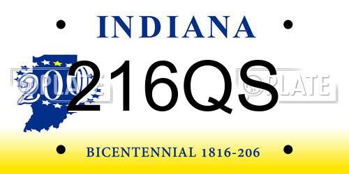 216QS Indiana License Plate