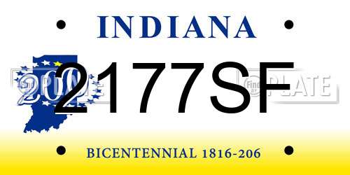 2177SF Indiana License Plate