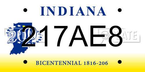 217AE8 Indiana License Plate