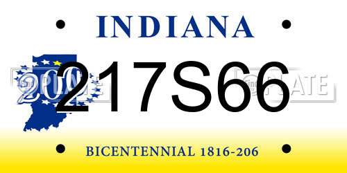 217S66 Indiana License Plate