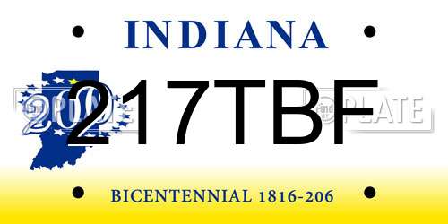 217TBF Indiana License Plate