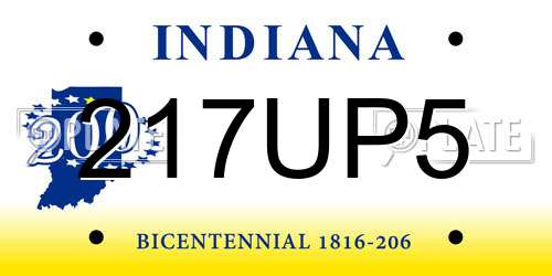 217UP5 Indiana License Plate