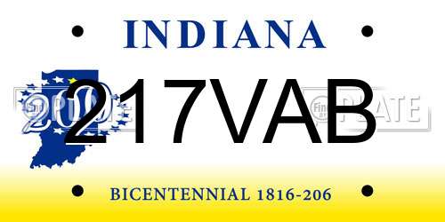 217VAB Indiana License Plate