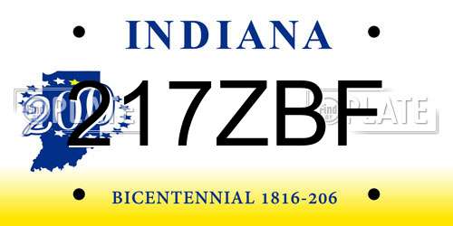217ZBF Indiana License Plate