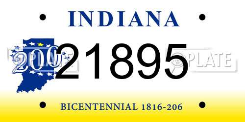 21895 Indiana License Plate