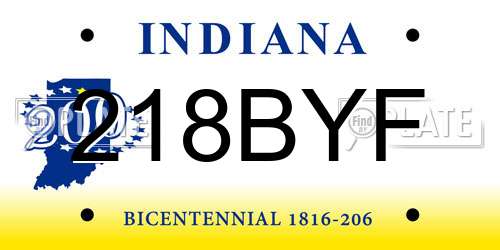 218BYF Indiana License Plate