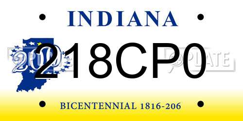 218CP0 Indiana License Plate